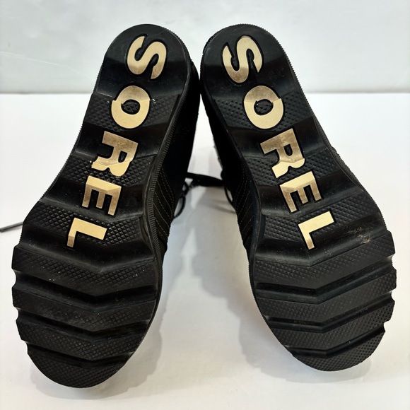 Sorel Lexie Waterproof Black Leather Wedge Heel Lace Up Boots women's 6.5 - Picture 13 of 16